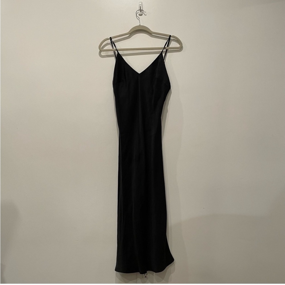 Realisation Par Black Silk Midi Slip Dress Small